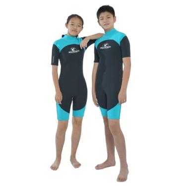 Imagem de Jintaleco Roupa de mergulho infantil de neoprene premium, roupa de mergulho curta de 2 mm para meninos e meninas, maiô com zíper nas costas para crianças, natação, mergulho e esportes aquáticos