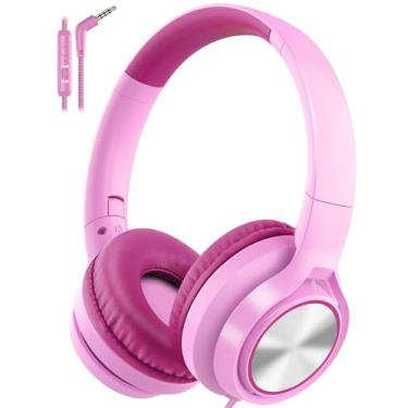 Imagem de Voopwink Fones de ouvido infantis com microfone, fones de ouvido com fio com volume limitado de 85 dB/94 dB para meninos, meninas, adolescentes, crianças, escola/viagem/iPad/tablet/celular