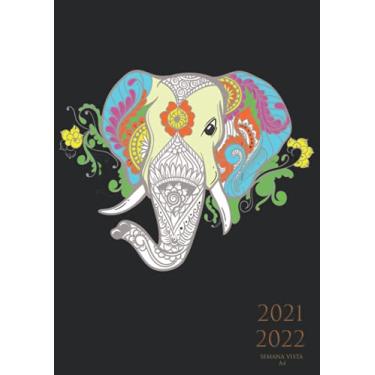 Imagem de 2021 2022 A4 semana vista: AGENDA vertical, planificador semanal y mensual 2021 2022, calendario semanal, 14 meses, de Junio de 2021 a Junio de 2022 ... diaria y mensual, La cubierta: negro