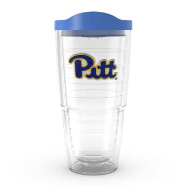 Imagem de Tervis Copo isolado feito nos EUA com parede dupla University of Pittsburgh Panthers mantém as bebidas frias e quentes, 700 ml, logotipo principal