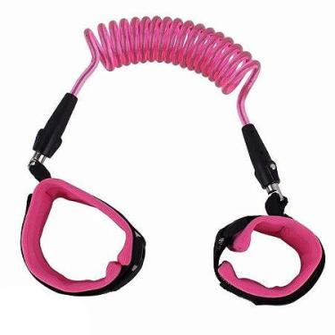 Imagem de Pulseira Guia De Segurança Infantil Coleira Pulso Anti Perda Para Não Perder Criança Viagens Passeio (Rosa)