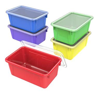 Imagem de Caixinhas pequenas de cubos Storex com capas, 32 x 20 x 13 cm, cores sortidas, caixa com 5 (62406U05C)