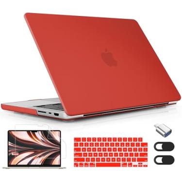 Imagem de Lepeoac Capa rígida para MacBook Pro de 16 polegadas 2021 2022 2023 2024 versão A3186 A3403 M4 A2991 M3 A2780 M2 A2485 M1 Pro/Max, capa rígida com protetor de tela e capa de teclado, vermelho fosco