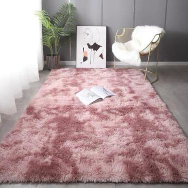 Imagem de Tapete peludo para sala de estar, tapete moderno para decoração de quarto, tamanho grande, preto, cinza, branco, antiderrapante, tapetes infantis, rosa, roxo, 80x120cm