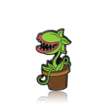 Imagem de PLITI Little Shop Presente de Terror Flor Piranha Presente Musical Broadway Broche Chomper Broche para Fãs de Musical de Terror Assustador, Medium, Aço inoxidável, Sem Pedra Preciosa