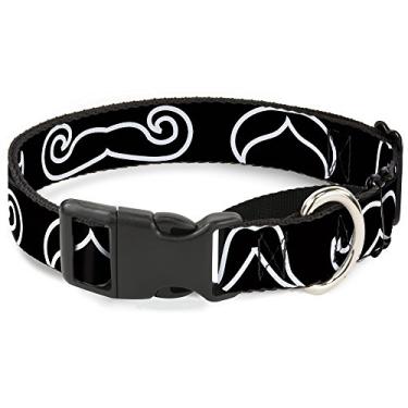 Imagem de Buckle-Down Coleira para cães martingale - Contorno de bigode preto/branco - 2,54 cm de largura - Serve para pescoços de 28 a 43,18 cm - Médio