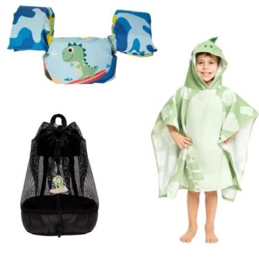 Imagem de Kit Praia Completo - 01 Boia + 01 Mochila Dino + 01 Toalha Dino