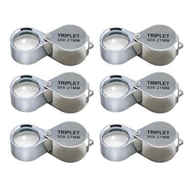 Imagem de 6 peças mini 30X 21 mm Singlet joias lupa lupa prata com caixa