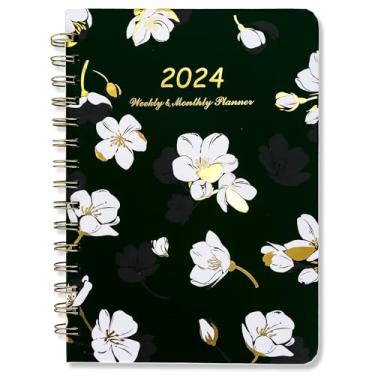 Imagem de Agenda 2024 - Planejador mensal semanal 2024 de janeiro de 2024 a dezembro de 2024, agenda mensal de 2024, caderno espiral de capa dura com abas, 21,3 x 16,5 cm, calendário 2024, agenda diária