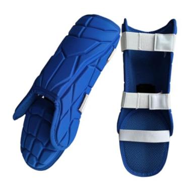 Imagem de kowaku Protetores de perna de beisebol caneleiras proteção adolescente leve esportes equipamentos multifuncionais caneleiras ajustáveis, Azul