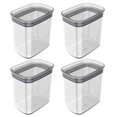 Imagem de Kit 4 Pote 1,5L Hermetico Organizador Cozinha Transparente - Ou