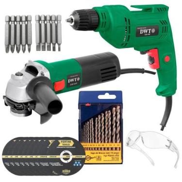 Imagem de Esmerilhadeira 4.1/2" EAD650 220V DWT + Furadeira Sem Impacto 3/8" 450