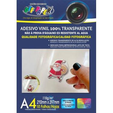 Imagem de Adesivo Vinil A4 110g 100% Transparente Off Paper 10 Folhas