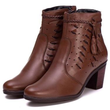 Imagem de Bota Coturno Feminino Em Couro - pettinari, Marrom, 38