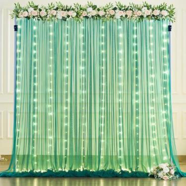 Imagem de Cortina de Fundo Suppromo Hunter Green Tulle 3x2,4m com Luzes
