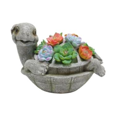 Imagem de Ioensy Estátua ao ar livre da tartaruga solar lâmpada solar decoração artesanal de tartaruga artesanal Luz de tartaruga para quintal Balconia externa em casa