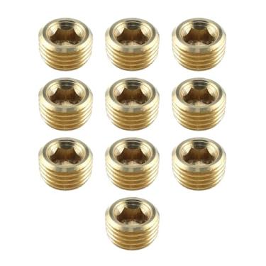 Imagem de RLECS 10 peças de latão 1/4 polegada NPT macho conjunto de encaixe de tubulação hexagonal rosqueado peças pneumáticas adequadas para bloquear porta de água do coletor de admissão e porta da bomba de