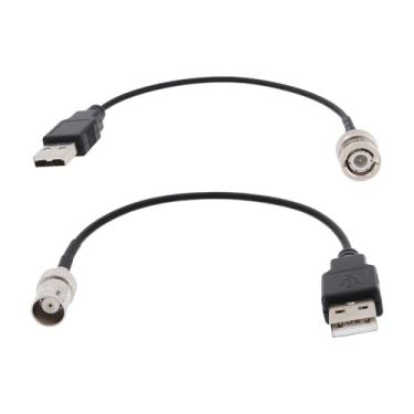 Imagem de Create idea 2 peças RG174 Cabo BNC macho fêmea para USB 2.0 macho conector adaptador adequado para teste coaxial de energia (20 cm 50 Ohm)