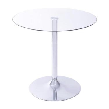 Imagem de Mesa Apollo Redonda 70 cm (largura) Base Aço Cromado Tampo Vidro Temperado 73 cm (altura)