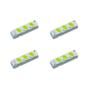 Imagem de Kit C/4 - Tomada Barra Fiolux 2P+T. 20A. Tripla Cinza/Verde