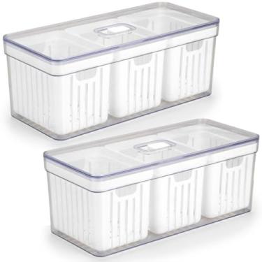 Imagem de Organizador de Geladeira Armario Cozinha 6,8L Acrilico Para Frutas Legumes e Vegetais (Kit 2, 3 Cestas)