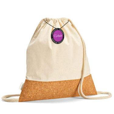 Imagem de Mochila tipo Saco Gym Sack em Algodão Reciclado e Cortiça 37x41cm Iber