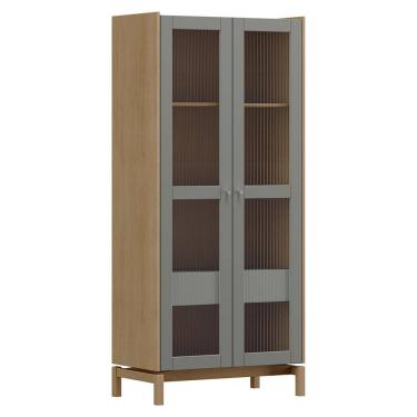 Imagem de Cristaleira 2P 1G Vidro Canelado 180x80 cm 2157 Oak Ferrolack Milani Store