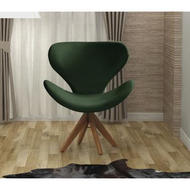 Imagem de Poltrona Isis Cadeira Giratória Pé de Madeira Decoração, Sala, Escritório, Recepção