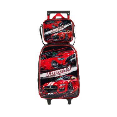 Imagem de Kit Escolar Força 4 Mochila De Rodinhas E Lancheira Vermelho