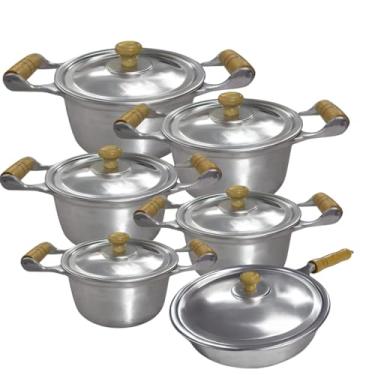 Imagem de Jogo de Panelas Alumínio Batido Fundido 6 Peças Polida Grossa com Tampa de Alumínio