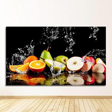Imagem de Impressão em tela imagem de fruta. Peras maçãs laranja. Pôster de arte de parede em tela. Para sala de estar quarto decoração de escritório - 60 x 105 cm sem moldura