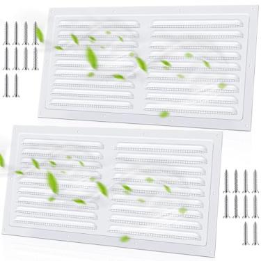 Imagem de Yaocom 2 peças de ventilação de alumínio 35,5 x 15,4 cm de alumínio para galpão de parede com grade quadrada de tela para porta externa casa sótão garagem teto