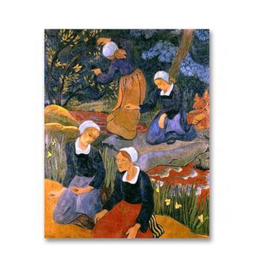 Imagem de "Quatre jeunes bretonnes dans la forêt" pinturas famosas impressão de arte em tela reproduções de pintura a óleo arte de parede moderna em tela para sala de estar 50 x 65 cm sem moldura