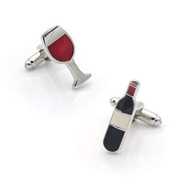 Imagem de Abotoaduras de garrafa de vinho e vidro