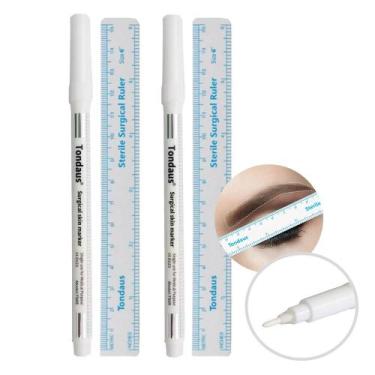 Imagem de Kit 2 Caneta Marcação Cirúrgica Branca com Régua para Olhos e Desing T