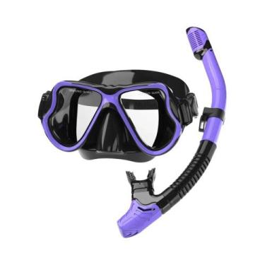 Imagem de Máscara de Snorkel Seca com Óculos de Mergulho - Ajustável, Antiembaça