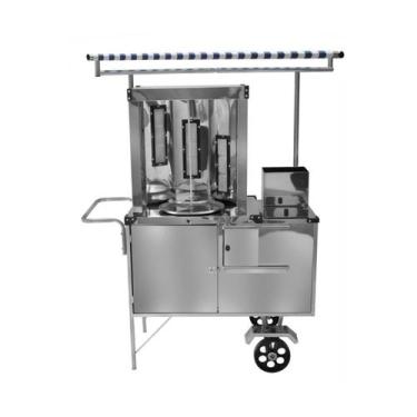 Imagem de Carrinho de Churrasco Grego Inox com Rodas Maciças e Toldo Cefaz