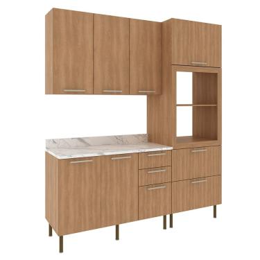 Imagem de Cozinha Modulada 4 Pecas 200 cm Freijo Marmore Branco Tecno Mobili