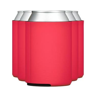 Imagem de TahoeBay — Mangas frias para latas brancas (pacote com 5) lisas e macias para refrigerante, cerveja, garrafas de água, projetos de vinil HTV, lembrancinhas de casamento e presentes (vermelho)