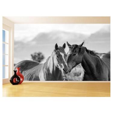 Imagem de Papel De Parede Animais Casal Cavalos Fazenda 3,5M Anm332 - Você Decor