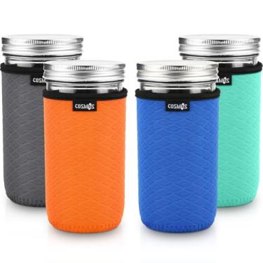 Imagem de Cosmos 4 Peças De Capa Neoprene Para Potes Conserva, Boca Larga, Vidro Isolados, Mangas Conservas, Protetor Recipiente, Armazenamento Doméstico E Cozinha (Para 24 Oz)