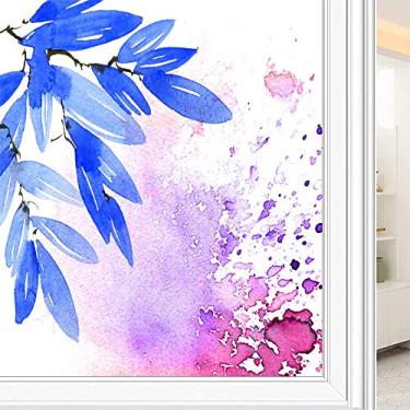 Imagem de Película de janela de privacidade de flores, textura de estilo floral, filme de vidro para sala de estar e escritório em casa, L90 x C 190 cm