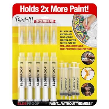 Imagem de Slobproof Pinte! Caneta de decoração, canetas de tinta recarregáveis, ponta fina, casa, hobbies, artesanato, scrapbooking, preenche com giz, glitter e tintas metálicas, funciona em madeira, tecido