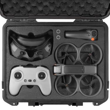 Imagem de REYGEAK Capa rígida para combo Avata 2 Drone/Fly More, bolsa de transporte impermeável, compatível com DJI Goggles 3, RC Motion 3 e controle remoto FPV 3, acessórios, preta, capa rígida à prova d'água