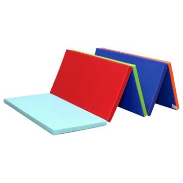 Imagem de KaRaDaStyle Tapete de ginástica tapetes dobráveis elásticos 190,5 cm x 78,7 cm x 3,0 cm exercício treino muscular crianças brincam horizontal tapete de barra yoga esportes à prova de som uso doméstico (colorido)