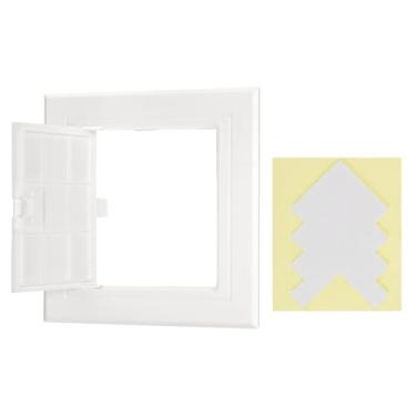 Imagem de PATIKIL Painel de acesso para drywall 5,1 x 5,1 polegadas, 1 conjunto de plástico ABS capa de furo de parede porta de acesso com fita dupla face para teto de parede, branco