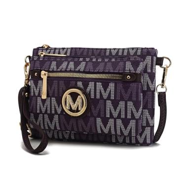 Imagem de Bolsa tiracolo MKF 2 em 1 para mulheres, bolsa carteiro feminina de couro sintético pequena - alça ajustável, Macren roxo escuro, Normani