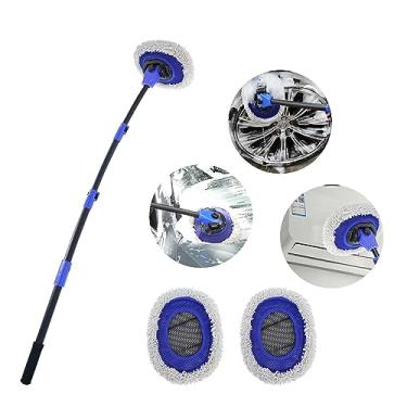Imagem de EAFC Escova de Lavagem de Carro Atualizada com Cabo Longo, Esfregão de Microfibra para Lavagem de Carro com 2 Cabeças de Escova de Chenille Substituíveis, Escova de Limpeza Macia, (, Azul)