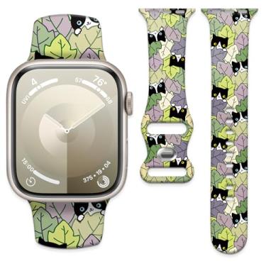 Imagem de Pulseira de relógio compatível com Apple Watch de 38 mm, 40 mm, 41 mm e 42 mm, pulseira de substituição com fecho clássico para Apple Watch Series SE 10, 9, 8, 7, 6 5 e Utral para mulheres (gatinha