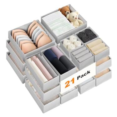 Imagem de FANS-ONE Organizador de gavetas, pacote com 21 organizadores de cômoda para roupas de bebê, roupas íntimas, meias, 3 tamanhos, organização de armário dobrável e caixas de armazenamento para berçário
